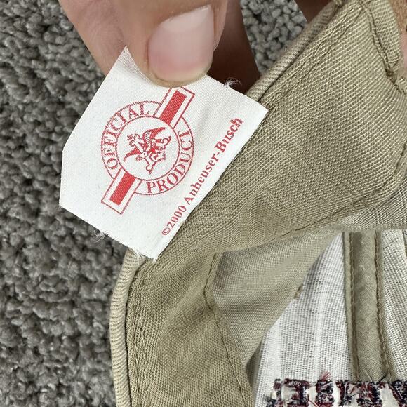 Vintage Budweiser Hat Cap Strap Back One Size Khaki Navy Golf Patriotic Mens 00s - Picture 10 of 10